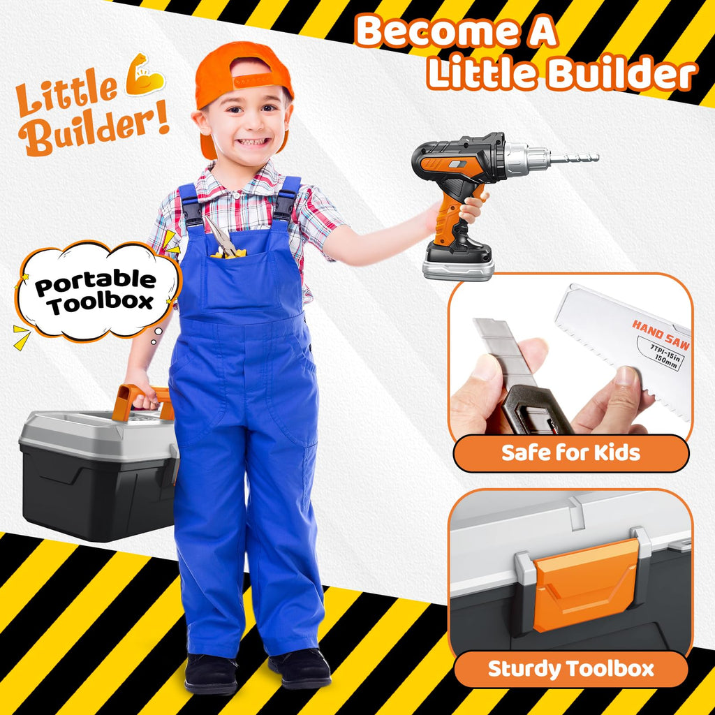Kids Tool Set, Toddler Tool Set with Toy Drill & Tool Box for Ages 3-5 Boys