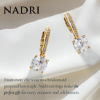 NADRI Cushion Cut CZ Leverback Earrings, 18K Gold Plated