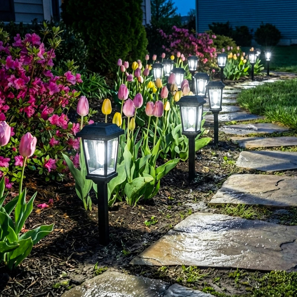 DOESLAG 10 Pack Solar Pathway Lights Outdoor, Auto On/Off LED Solar Garden Lights, Decorative Landscape Lighting for Path Yard Walkway Driveway