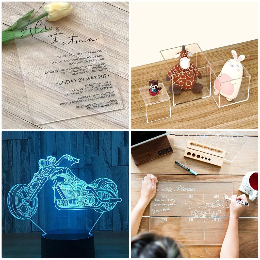 KAITELA Pack of 10 Clear Acrylic Sheets 12" x 16" Cast Plexiglass Panel 1/8" Thick (3mm) Transparent Plastic Board for Signage, Craft, Display Projects, Laser Cutting, Engraving