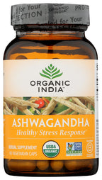 ORGANIC INDIA Ashwagandha Capsules - Organic Ashwagandha Supplement - Vegan Ashwagandha Root, Gluten-Free, Kosher, Non-GMO, Supports Stress Relief, Energy, and Sleep - 90 Capsules