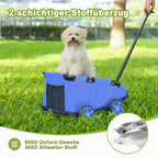 AESRAOU Mini Dog Strollers for Mini Pets, Foldable Multifunctional Shopping Carts with Extendable Pull Handle, Doggie Wagon Built-in Cushion and Safety Rope with Storage Bag (Blue)
