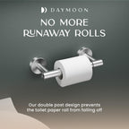 Day Moon™ Toilet Paper Holder Wall Mount, Modern Roll Holder for Bathroom, Stainless Steel Rustproof Double Post Pivoting Tissue Roll Holder for Bathroom, Classic, Brushed Nickel