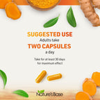 Nature's Base Turmeric and Ginger Supplement - with Curcumin, Apple Cider Vinegar & BioPerine Black Pepper Extract - 95% Curcuminoids - 60 Capsules
