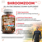 15in1 Mushroom Gummies with Lion's Mane Turkey Tail Cordyceps Reishi Chaga Sweet Toot Maitake Meshima Poria Cocos Shiitake Tremella, Oyster Agaricus Mushrooms for Men and Women Supplement - 2Pack