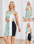 Deyeek Post Shoulder Surgery Dress Women Tearaway Sleeveless Dresses Full Open Adaptive Clothing for Port Access