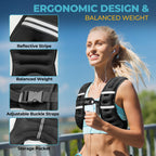 Weighted Vest, 8lb/12lb/16lb/20lb Weight Vest with Reflective Stripes for Men Women, Two Adjustment Straps for Workout, Strength Training, Running, Fitness, Muscle Building, Weight Loss (8lb)