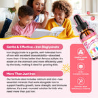Liquid Iron Supplement for Kids, Women & Men - with Calcium, Zinc, Kids Multivitamin with Iron Drops - Blood Builder & Energy Support for Iron Deficiency, Anemia, Peach Flavor 4 Fl Oz