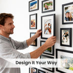 upsimples Picture Frames set of 19, Including 8x10, 5x7, 4x6 Black Frame