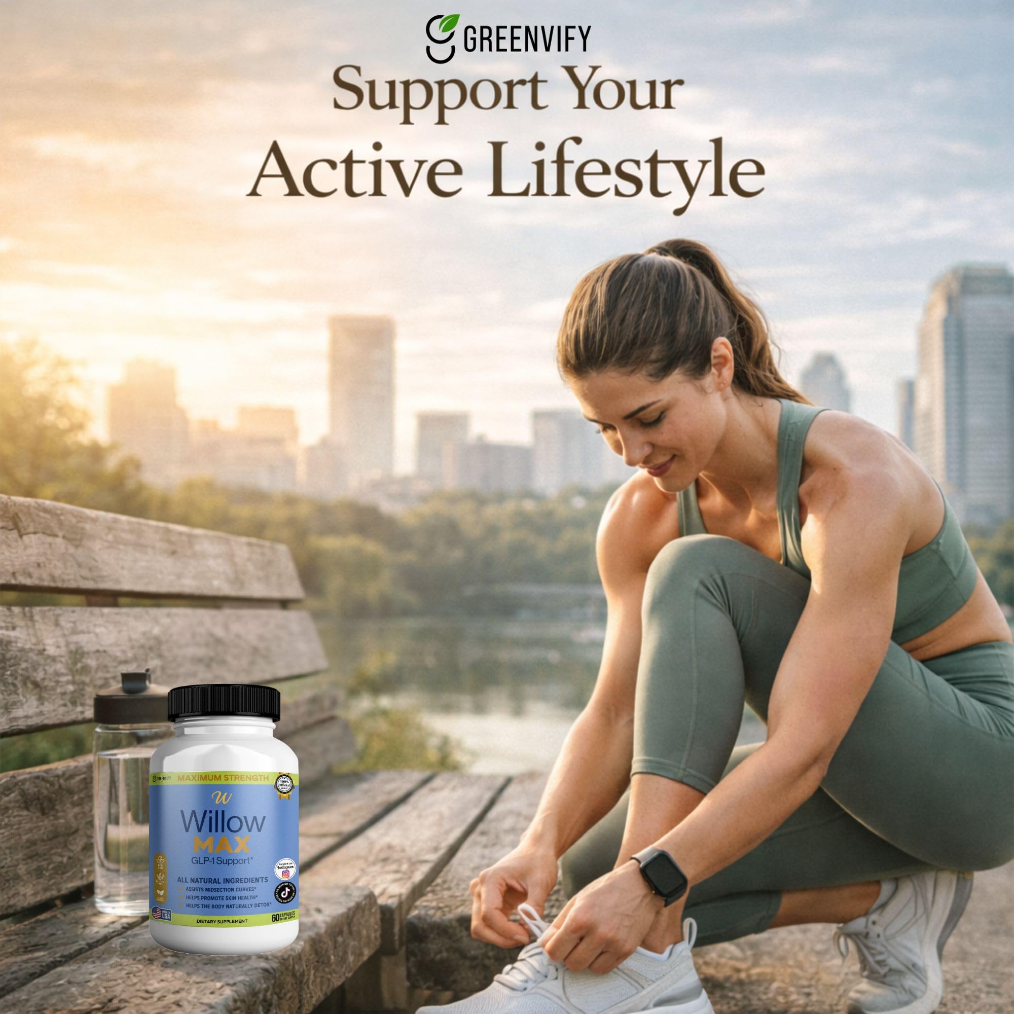 GREENVIFY Willow MAX GLP-1 Support Dietary Supplement, All Natural, Non-GMO, Gluten Free, Vegan Friendly, 60 Capsules (2)