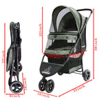 ROODO 3 Wheel Dog Pet Cat Stroller Best Lightweight Foldable Compact Portable Jogger All Terrain Travel Pet Gear Puppy Kitty Stroller for up to 30lbs Medium Small Dogs and Cats(Cationic ash)
