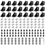 PETOX 24 Set Black 3030 Series Aluminum Extrusion Profile Connector, Includes 1pc Wrench, 24pcs 2835 Corner Bracket, 48pcs M6 T-Slot Sliding Nuts and Hex Screw Bolt for 20S Aluminum Rail Accessories