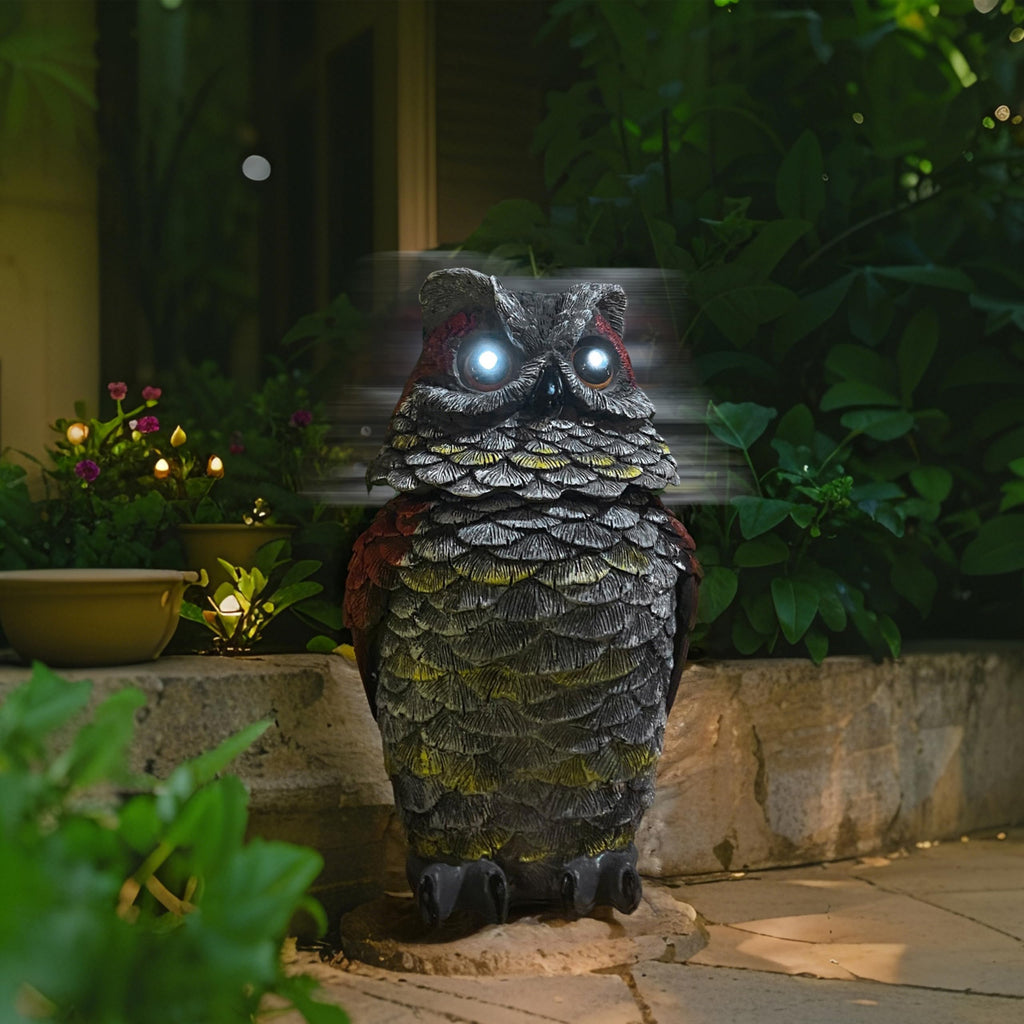 FESTGLOX Solar Owl Decoys to Scare Birds Away, Fake Owl Outdoor Garden