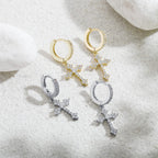 JINAO Cross Hoop Dangle Earrings for Men Women Gold