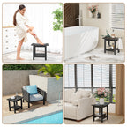 oridom HIPS Shower Benches for Inside Shower, Shower Stool with Space-Efficient Storage Shelf, Waterproof Shower Chair Seat for Spa Bathroom(Black)