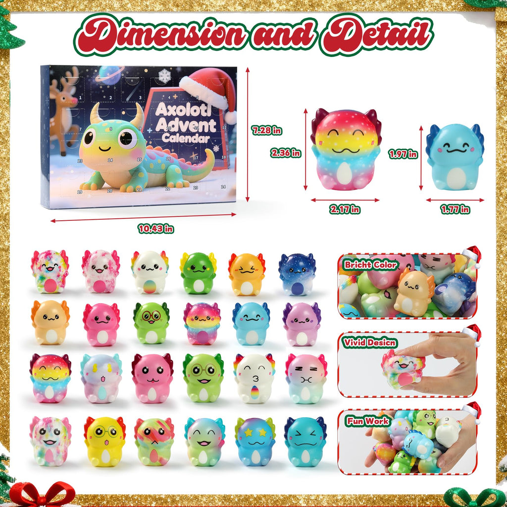 Christmas Advent Calendar 2026, Axolotl Slow Rising Squishy Advent Calendar