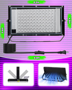 2 Pack 100W Black Light IP66 Waterproof with 6ft Plug+Switch, Outdoor Blacklights Floodlight Lights for Glow in The Dark Party, Halloween, Fluorescent Poster, Birthday, Neon