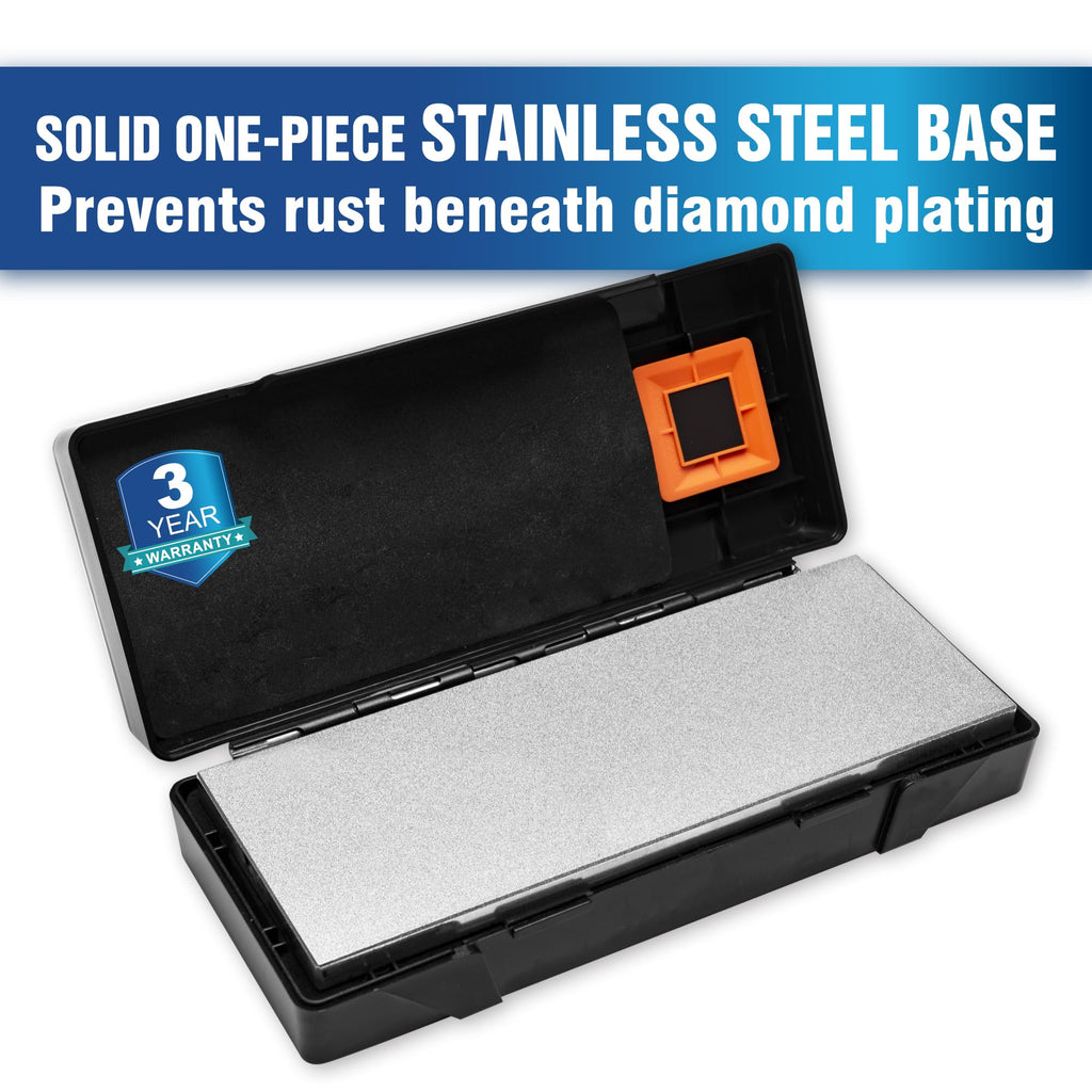 SHARPAL 162N Double-sided Diamond Sharpening Stone Whetstone Knife Sharpener |Coarse 325 / Extra Fine 1200 Grit | Storage Case with NonSlip Base & Angle Guide (8 in. x 3 in.) Fathers Day Gift
