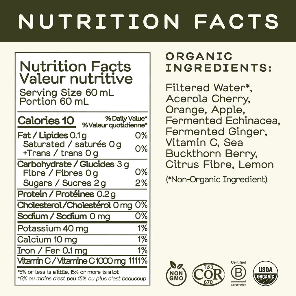 Greenhouse Juice Organic Farma-C+ Wellness Shots Vitamin C Immune Shot Cold-Pressed with Orange, Acerola Cherry, Sea Buckthorn Berry and Fermented Echinacea | Vegan & Gluten-Free (2 Oz, Pack of 12)