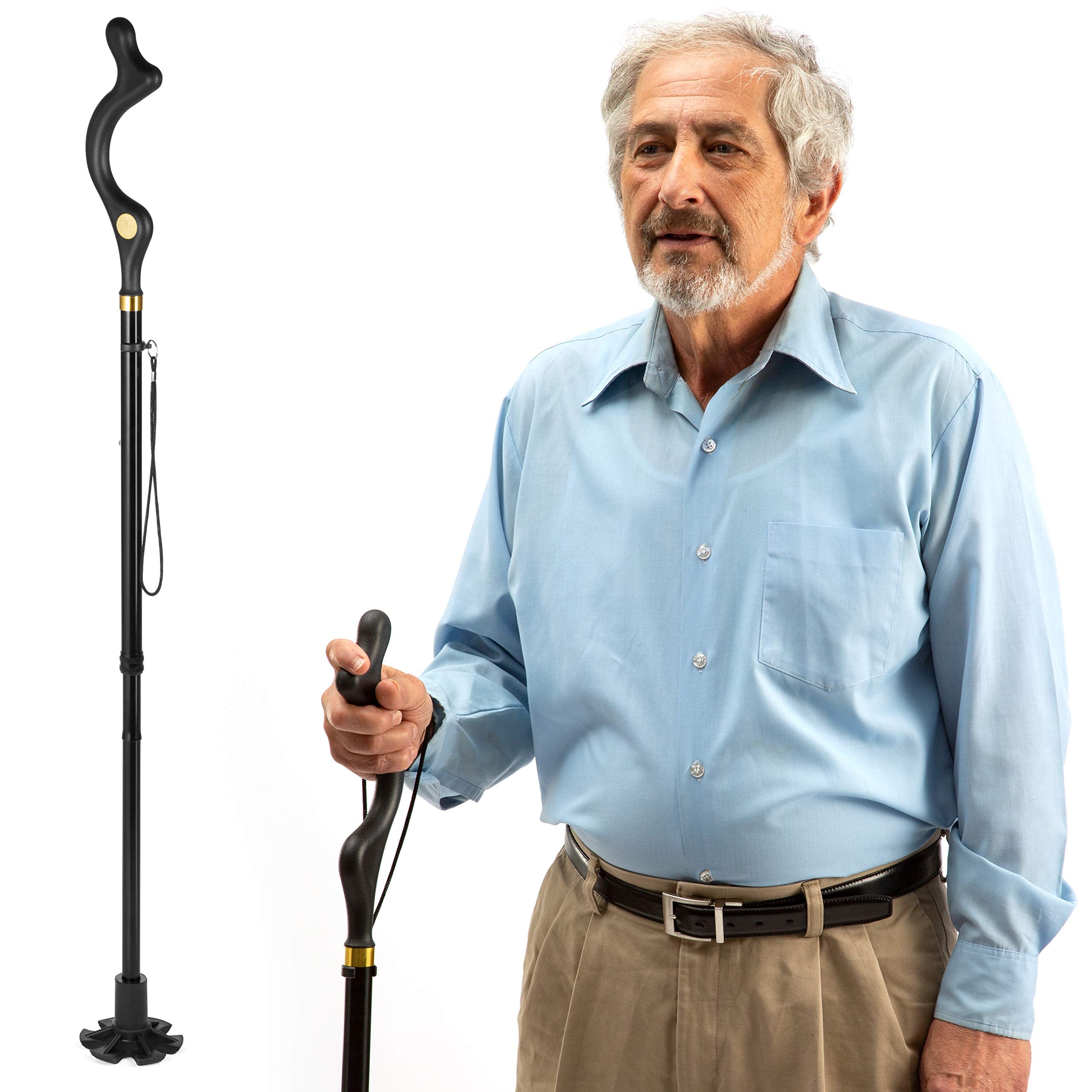 Walking Cane for Men and Women - Special Balancing Stick With 10 Adjustable Heights - Self Standing, Folding, Portable, Collapsible, and Comfortable