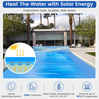 Goplus Pool Cover, 20 x 40 FT Solar Blanket 12 Mil with Carrying Bag for In-Ground and Above-Ground Swimming Pools, Rectangle Hot Tub SPA Thermal Blanket, Blue Bubble