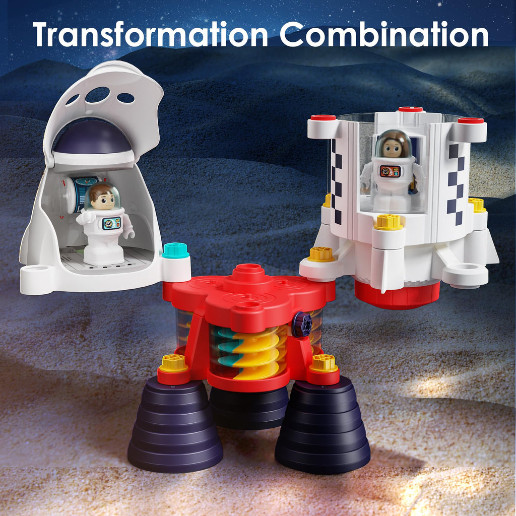 iPlay, iLearn Rocket Outer Space Toys, Kids Spaceship Playset with Space Shuttle, Electric Drill, 2 Astronauts, Educational STEM Take Apart Adventure Gift for 3 4 5 6 7 8 Year Old Boy Girl