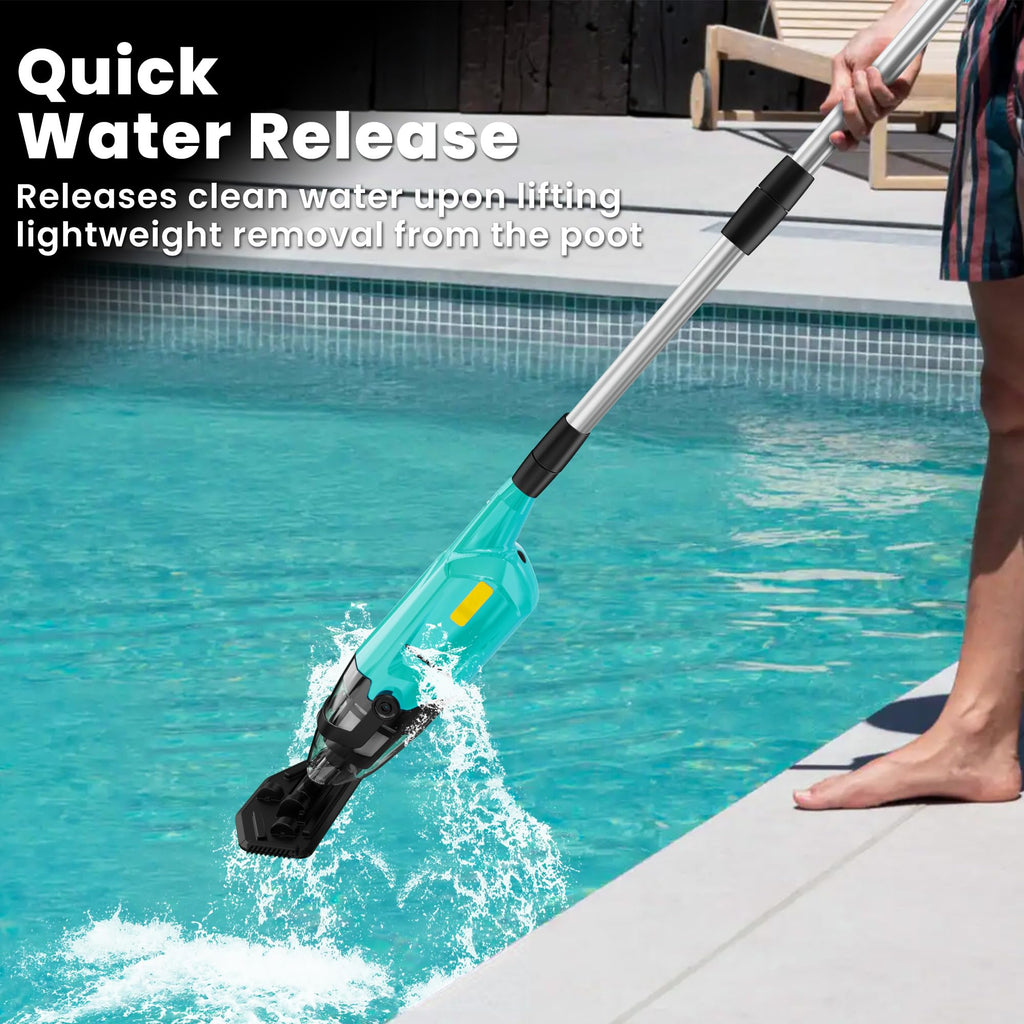 EFURDEN Pool Vacuum for Above Ground Pool, Cordless Handheld Rechargeable Pool Cleaner with Running Time Up to 60 Minutes for Sand and Debris, Ideal for In-Ground Pools, Spas, and Hot Tubs (Green)