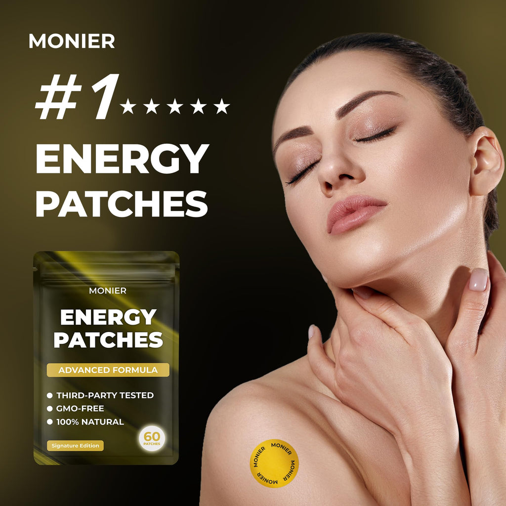 Energy Patches with B12 - Advanced B-Vitamin Complex + Natural Caffeine, Signature Edition for Women & Men - Energy & Focus - 60 Day Supply
