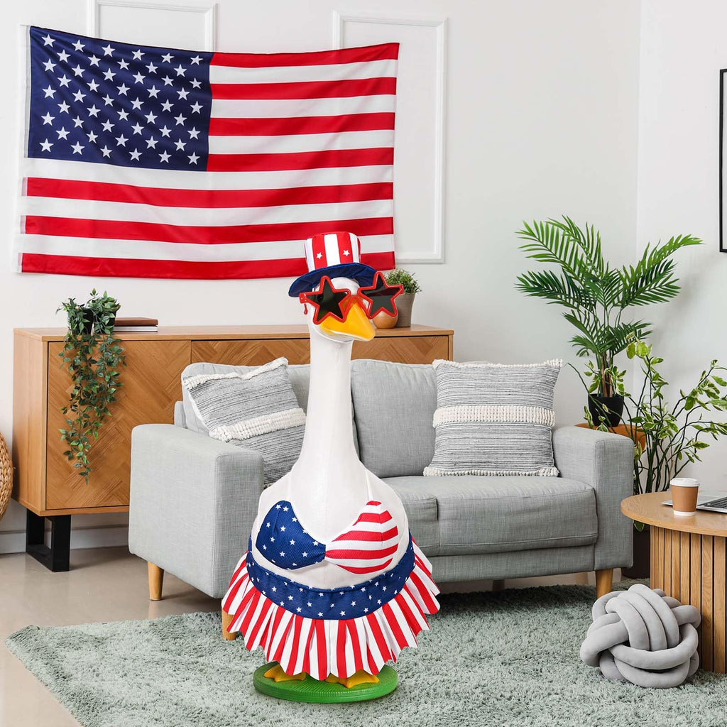 4th of July Bikini Goose Outfit Patriotic Porch Goose Clothes for Independence Day & Memorial Day Fits 23" Cement Plastic Goose Statue for USA 250th Anniversary Summer Outdoor Garden Yard Patio Decor