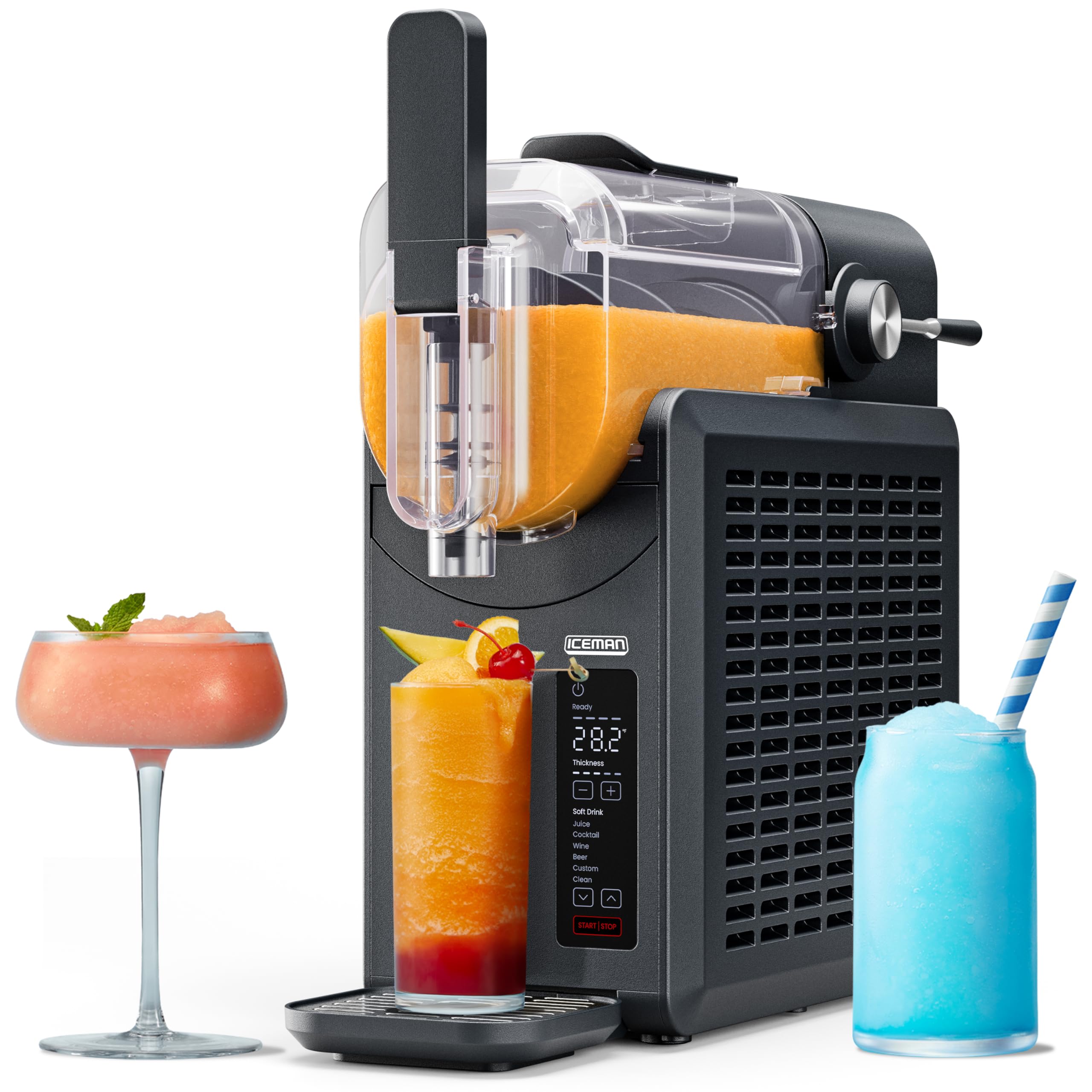 Iceman by Chefman Slush-Ease 68oz Slushie Machine, 48oz Liquid Capacity Frozen Drink Maker & Slushy Machine with 5 Presets and LED Display, Perfect for Frozen Margaritas, Frappes, Smoothies & Shakes