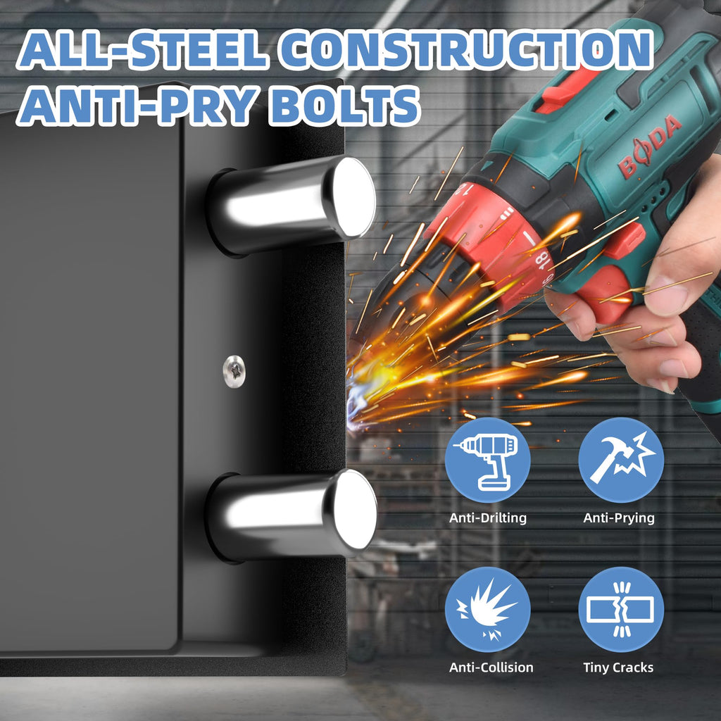 Digital Electronic Money Safe, Steel Security Lock Box with Keypad, Office Hotel Business Jewelry Gun Cash Safe, 0.23 Cubic Feet, 9.06" W x 6.69" D x 6.69" H（black）