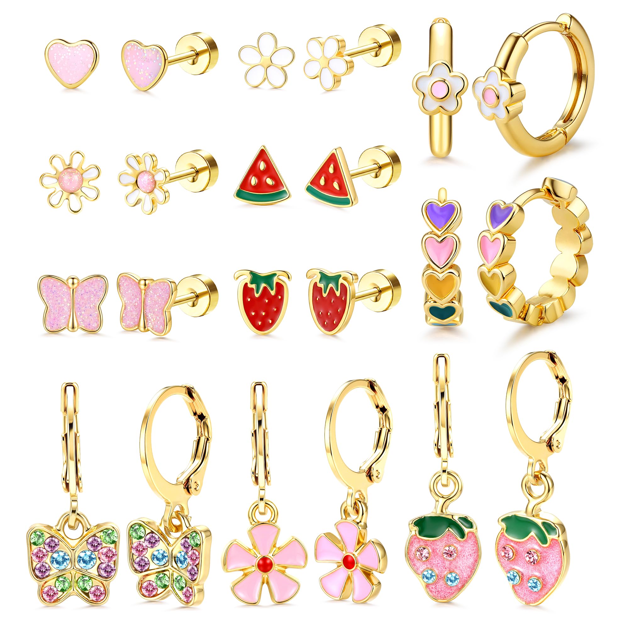 YADOCA 11 Pairs Hypoallergenic Earrings for Girls Women Kids Toddler Hoop