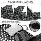 MoNiBloom 3 Wheels Pet Dog Cat Stroller for Small Medium Dogs Cats, Foldable Jogger Stroller w/Storage Basket and Cup Holder, Black Polka Dots