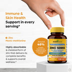 Zinc 50mg Capsules for Men and Women, 360 Count | Highly Absorbable Zinc Supplements for Immune System Support | Zink 50 mg Mono Methionine Chelated Complex |Helps with Skin Health & Overall Immunity