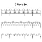 Metal Garden Fencing - Set of 5 Interlocking Panels for Flower Beds and Landscaping - Decorative Scroll Edging with Lawn Stakes by Pure Garden (Black)