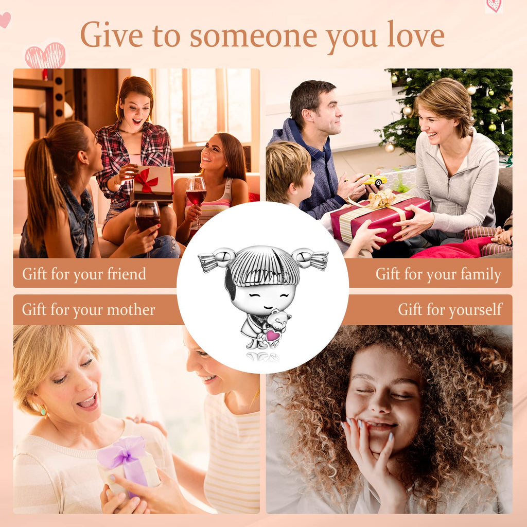 Annmors Baby Girl Bead Charm 925 Sterling Silver for Women Bracelet & Necklace Gifts for New Mom