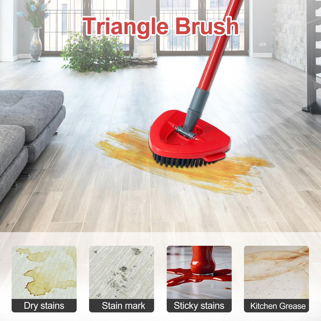 DLAIMI Mop Handle Replacement for Ocedar, 4 Section 30" to 58" Extendable Length Mop Stick for Ocedar Spin Mops Refills and Brooms Floor Cleaning, Include Base and Scrub Brush