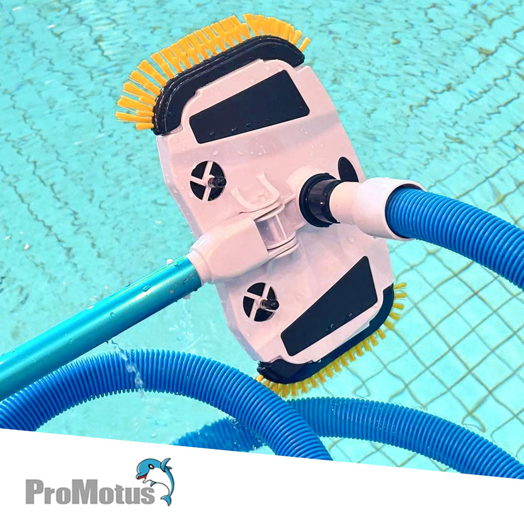 ProMotus Weighted Pool Vacuum Head, Vinyl-Safe No Wheels Manual Cleaner with Air Relief Valves，Multi-Directional Brushes for Above Ground & Inground Pools, Universal Fit for 1-1/4" & 1-1/2" Hoses