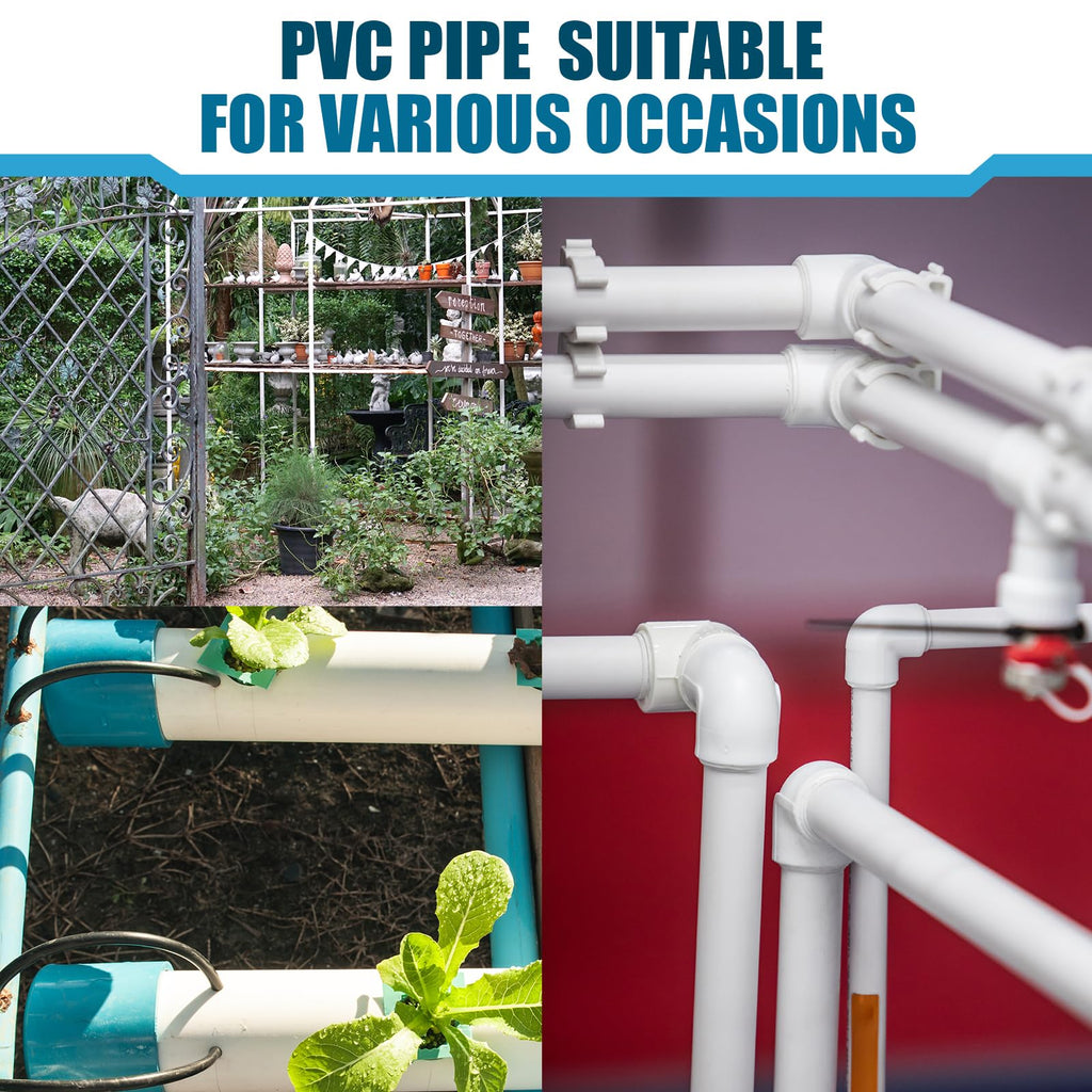 6 Pcs 1-1/2 Inch PVC Pipe 17" Long White Sch40 Industrial PVC Pipes, Greenhouse, Garden, Workshop, Farm, Furniture Grade for Home