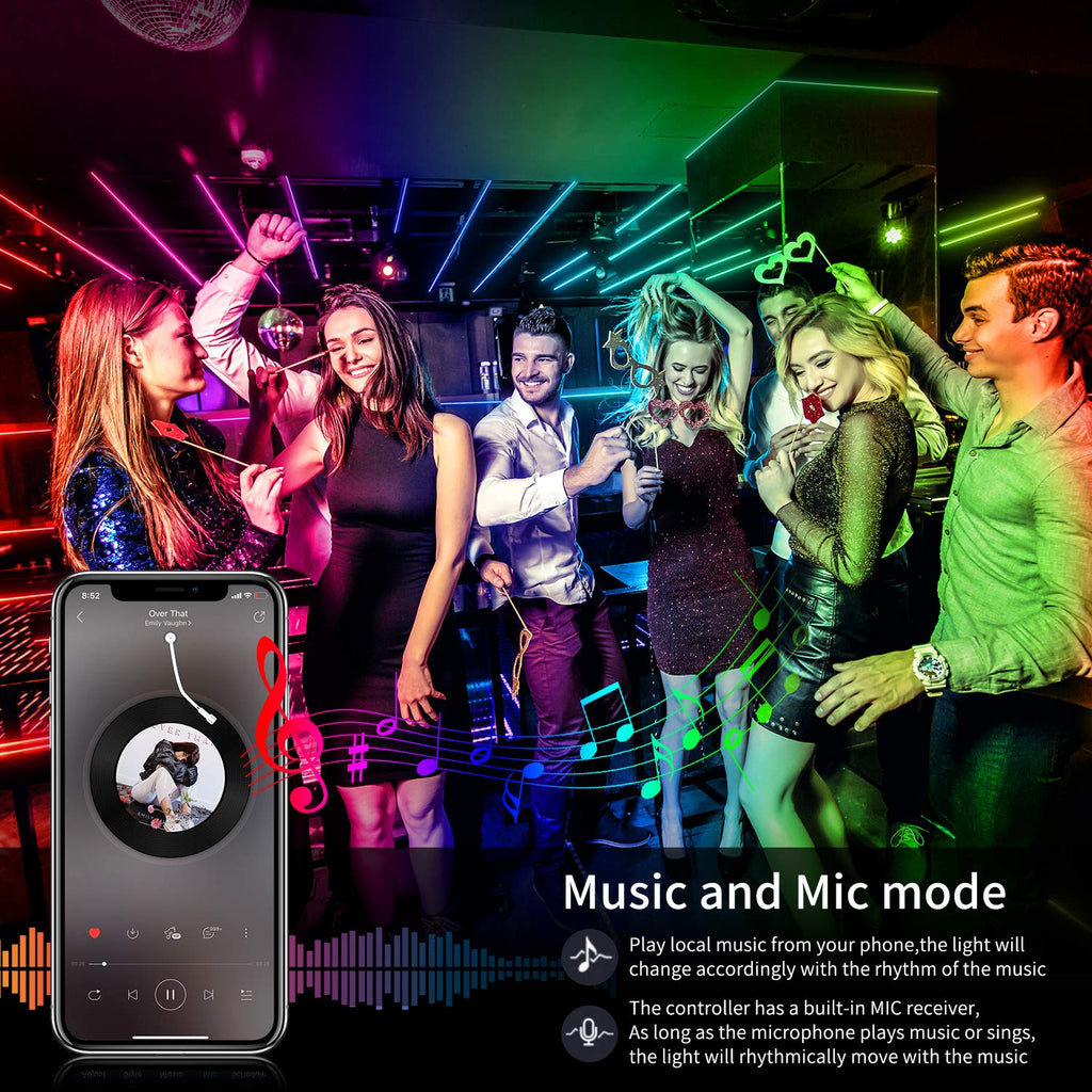 AILBTON Led Strip Lights,60ft Music Sync Color Changing, Built-in Mic,Bluetooth App Control LED Tape Lights with Remote,5050 RGB Rope Light Strips