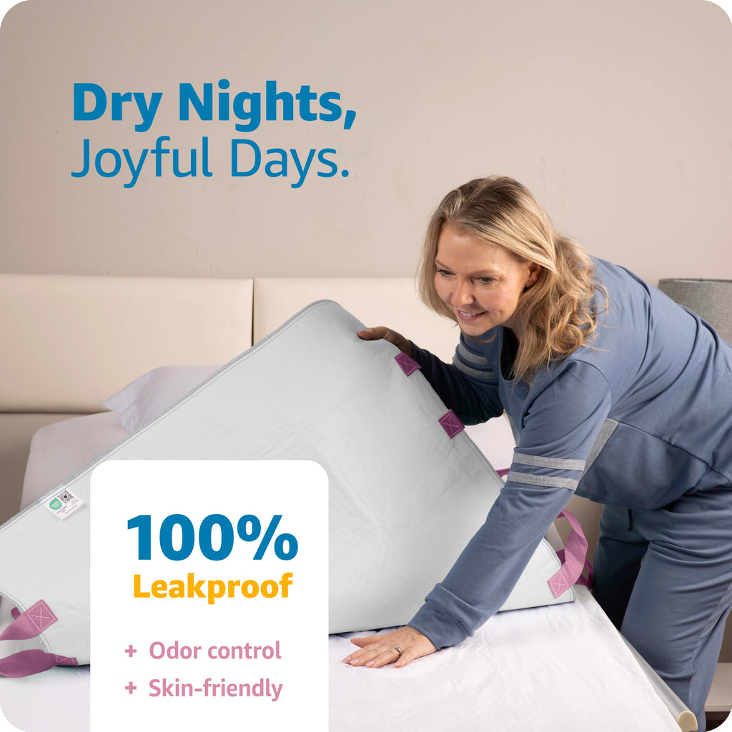 Improvia Positioning Bed Pad, with 8 Reinforced Handles, Quick-Drying, Washable, Waterproof, for Lifting, Turning, Transfering, Elderly and Incontinence Patients (Pink, Pack of 2)