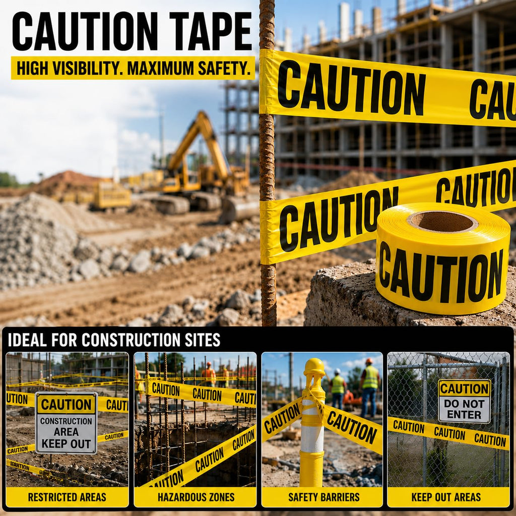 ATERET Premium Yellow Caution Tape I 3 inch x 1000 feet I Harzard Tape w/Bright Yellow & Bold Black Text I 3" Wide for Maximum Readability I Ideal Use for Danger/Hazardous Areas (1-Pack)