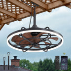 Fanbulous Outdoor Ceiling Fans with Light for Patios, 24" Weatherproof Plug in Ceiling Fan, Gazebo Fan Remote&APP Control, 3CCT Dimmable, Caged Ceiling Fan with Hanging Hook for Porch, Pergola, Canopy
