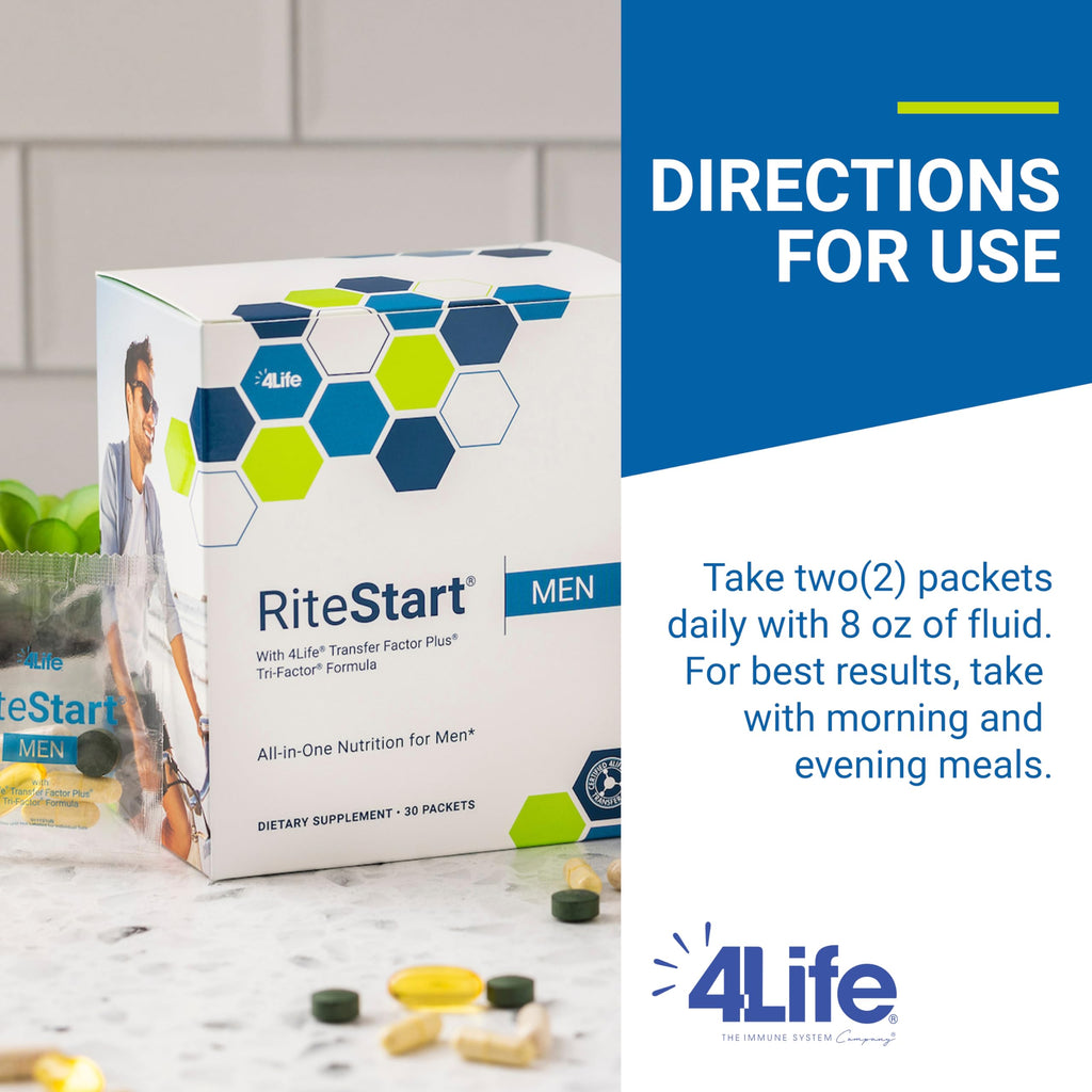 4Life RiteStart Men Multivitamin with CoQ10 Mushroom Blend, 30 Packets