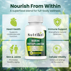 Marine Phytoplankton Omega 3 Supplement – Plant-Based Algae Capsules for Energy, Focus & Cellular Support – Vegan Superfood for Brain, Heart & Skin Health – 1,000mg – 60 Vegan Capsules