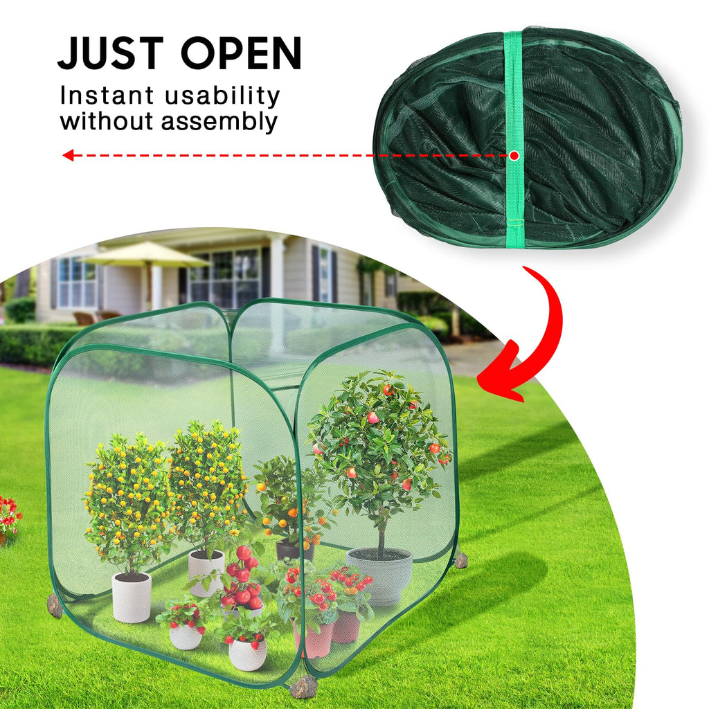 Pop Up Mesh Plant Cover, 35x35x38'' Garden Netting for Insect Protection