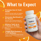 ProBiora Professional Strength Oral Probiotics for Teeth and Gums | Dental Probiotic for Oral Health | Bad Breath Treatment for Adults | Tooth Whitening | ProBiora3 Probiotic Blend | 90 Orange Tablets