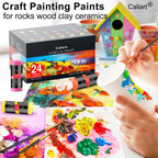Caliart 24 Colors Acrylic Paint Set with 12 Brushes