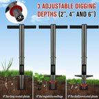 DIOVPLX Bulb Planter Tool, 33.5" Long Handle Sod Plugger for Standing Planting, 2"/4"/6" Adjustable Depth Garden Hole Digger, Heavy Duty Auto Eject Lawn Plugger for Flower Bulbs,Grass Plugs,Seedlings