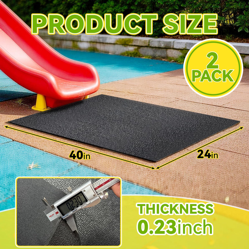 2-Pack Outdoor Playground Mats, 40" L X 24" W High-Density PVC Playground Protection Mats Rubber Wearmat with Double-Sided Anti-Slip Texture for Swings and Slides